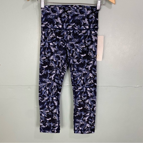 Lululemon Wunder Under‎ Crop High Rise 21” Embellished Multi Blue Sz 4 W6AI7S - Picture 2 of 5